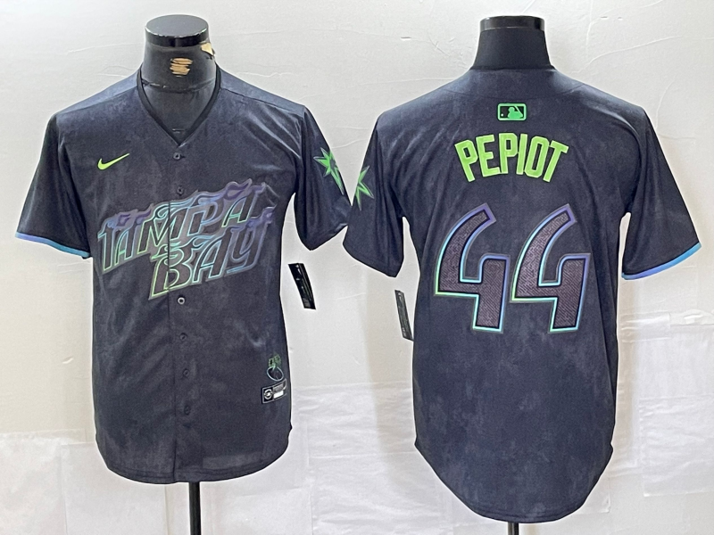 Men's Tampa Bay Rays Ryan Pepiot #44 Charcoal 2024 City Connect Limited Jersey